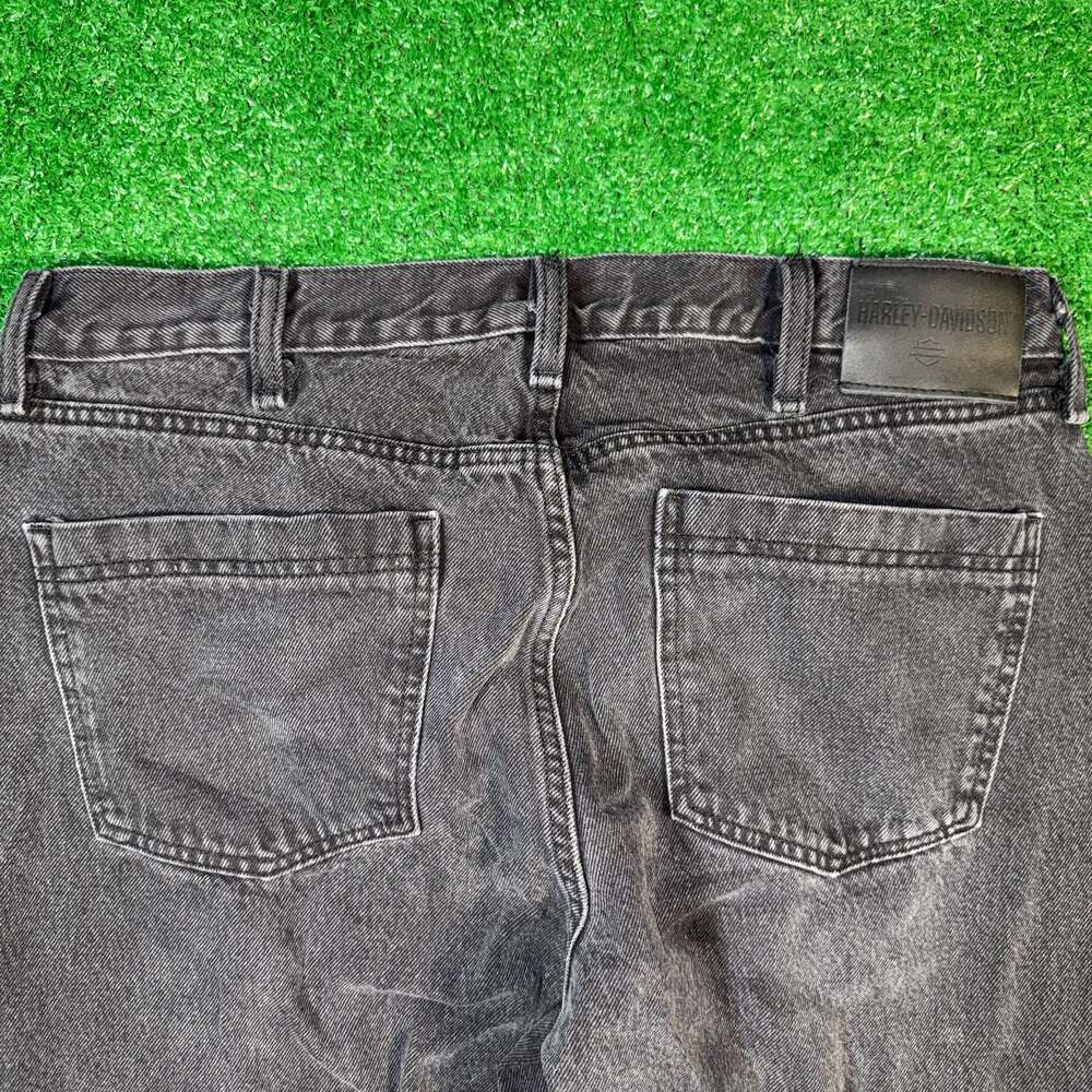 Y2K Harley-Davidson Men's Black Faded Straight Leg Denim Jeans, Size 38x30 - Picture 5 of 6